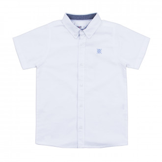 Детска памучна риза с къс ръкав в бяло 1