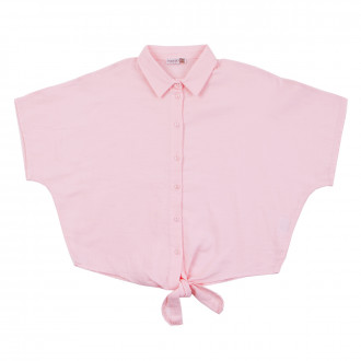 Детска памучна риза с връзки в розово 1