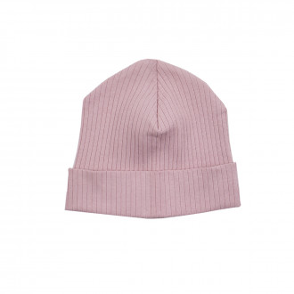 Детска памучна шапка в опушено розов цвят