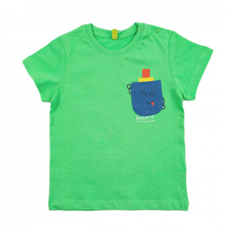 Детска памучна тениска в зелено 1