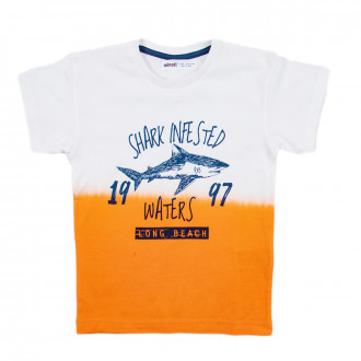 Детска памучна тениска в бяло и оранжево 1