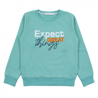 Детска плътна блуза "Expect" в зелено 1