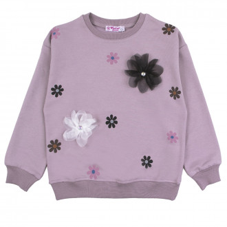 Детска плътна блуза с 3D апликация