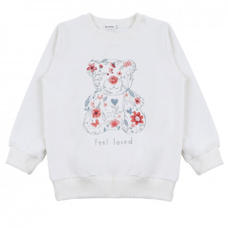 Детска плътна блуза ''Feel love'' в екрю