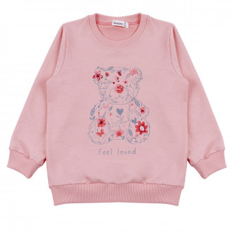 Детска плътна блуза ''Feel love'' в опушено розово