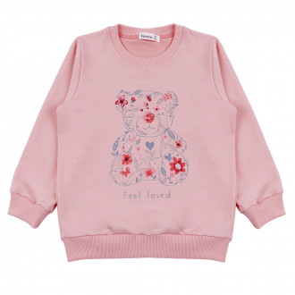 Детска плътна блуза ''Feel love'' в опушено розово