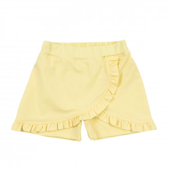 Детска пола-панталон с къдрички в жълто 1