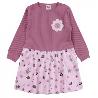 Детска рипсена рокля в пепел от рози и розово