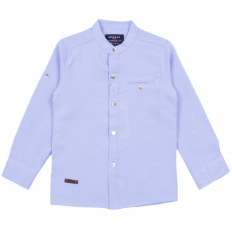 Детска риза с яка-столче в синьо 1