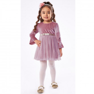 Детска рокля с аксесоар за коса в цвят пепел от рози 1