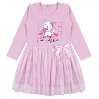 Детска рокля "Cute cats" в розово