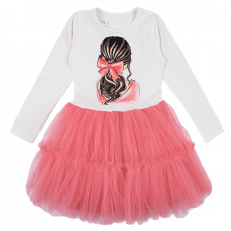 Детска рокля "Мона" в бяло и розово 1
