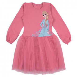 Детска рокля с анимационен герой в цвят корал 1