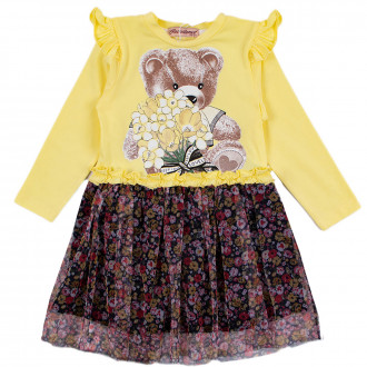 Детска рокля "Keep love" в жълто 1