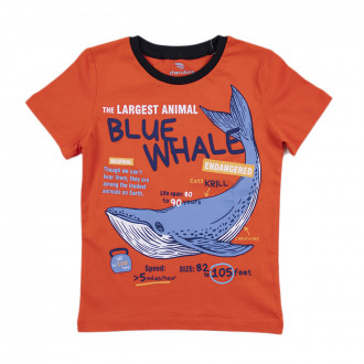 Детска памучна тениска в оранжево "Blue Whale" 1