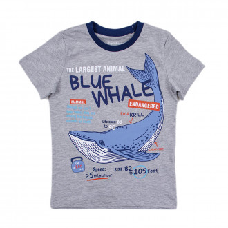 Детска памучна тениска в сив меланж  "Blue Whale" 1