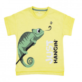 Детска памучна тениска в жълто "Lizard" 1