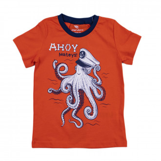 Детска памучна тениска в оранжево "Ahoy" 1