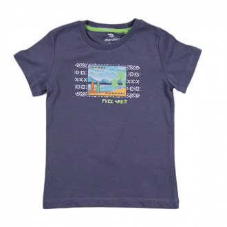 Детска памучна тениска в цвят графит  1