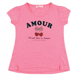 Детска тениска "Amour" в електриково розово