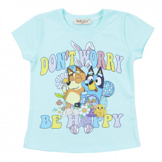 Детска тениска "Don't worry, be happy" в цвят мента 1