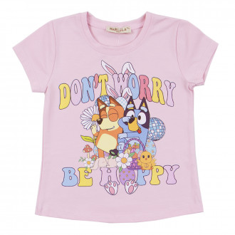 Детска тениска "Don't worry, be happy" в розово 1