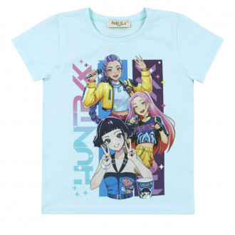 Детска тениска "K-pop" в мента