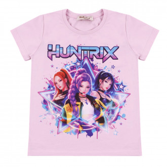 Детска тениска "K-pop" в пудра