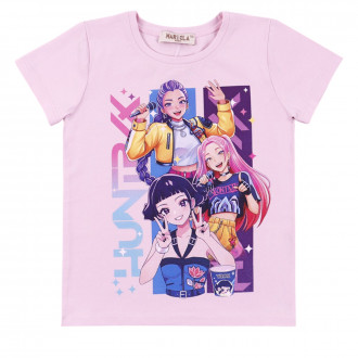 Детска тениска "K-pop" в розово