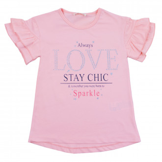 Детска тениска "Love" в розово 1