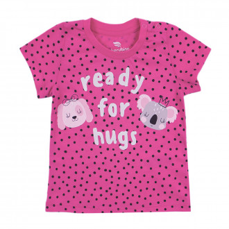 Детска тениска "Ready for hugs" в цвят руж 1