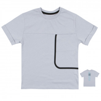 Детска тениска с дискретно джобче в сиво 1