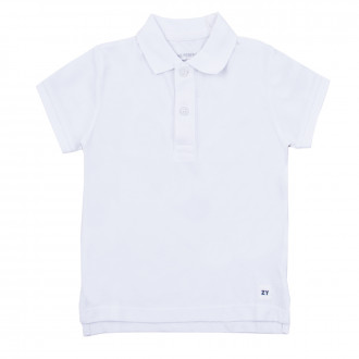 Детска тениска с якичка в бяло 1
