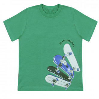 Детска тениска "Skate sessions" в зелено 1