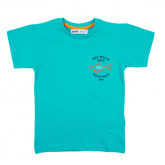 Детска памучна тениска в тюркоазено синьо 1