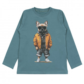 Детска ватирана блуза "Modern dog" в синьо 1