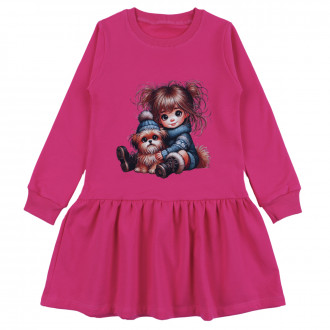 Детска ватирана рокля "Сладка прегръдка" в циклама