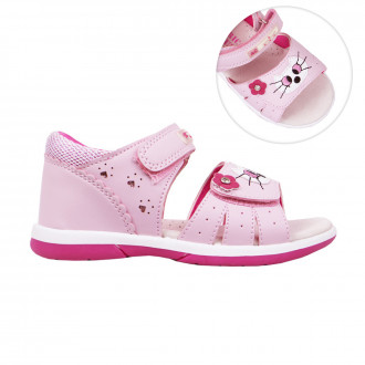 Детски анатомични сандали с коте в розово 1