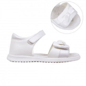 Детски анатомични сандали с панделка в бяло 1