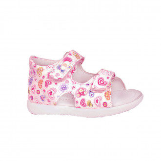 Детски анатомични сандали за момичета "Hearts" в розово 1