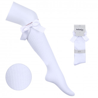Детски бели 3/4 чорапи с пандела