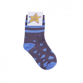 Детски къси чорапи от бамбук и памук сиво и синьо