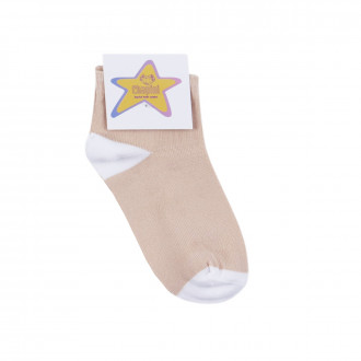 Детски чорапи с късо конче от бамбук и памук в бежово