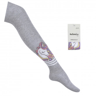 Детски памучен чорапогащник ''Пони'' в сив меланж