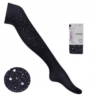 Детски чорапогащник 40 den с ламе и камъчета в черно