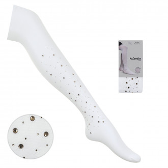 Детски чорапогащник 40 den с ламе и камъчета в екрю