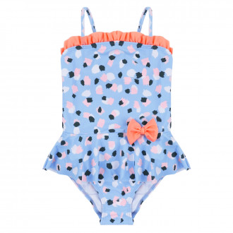 Детски цял бански с къдри и панделка