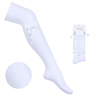 Детски фигурални 3/4 чорапи в бяло
