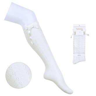 Детски фигурални 3/4 чорапи в екрю