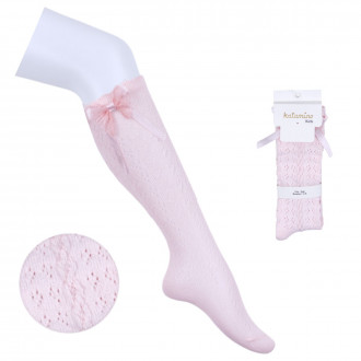 Детски фигурални 3/4 чорапи в розово